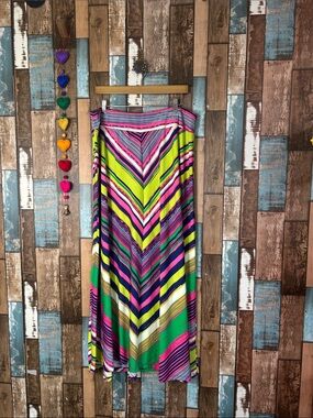 GNW Multicolor chevron print funky fun maxi skirt